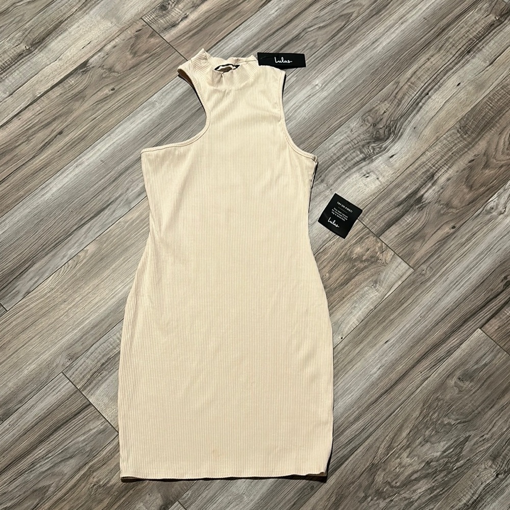 Lulu's Cream Bodycon Mini Dress One Shoulder